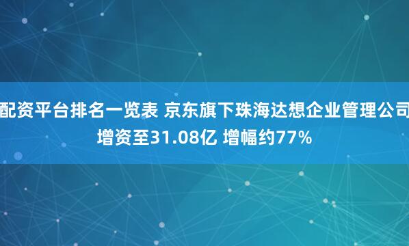 配资平台排名一览表 京东旗下珠海达想企业管理公司增资至31.08亿 增幅约77%
