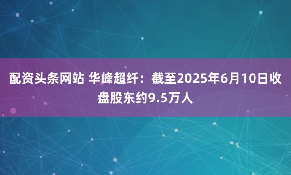 配资头条网站 华峰超纤：截至2025年6月10日收盘股东约9.5万人